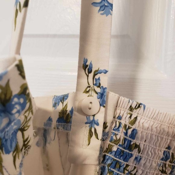 Sold Out NWT By Anthropologie Shoulder-Tie Dress in Blue Floral Ivory, Size M - Picture 11 of 12